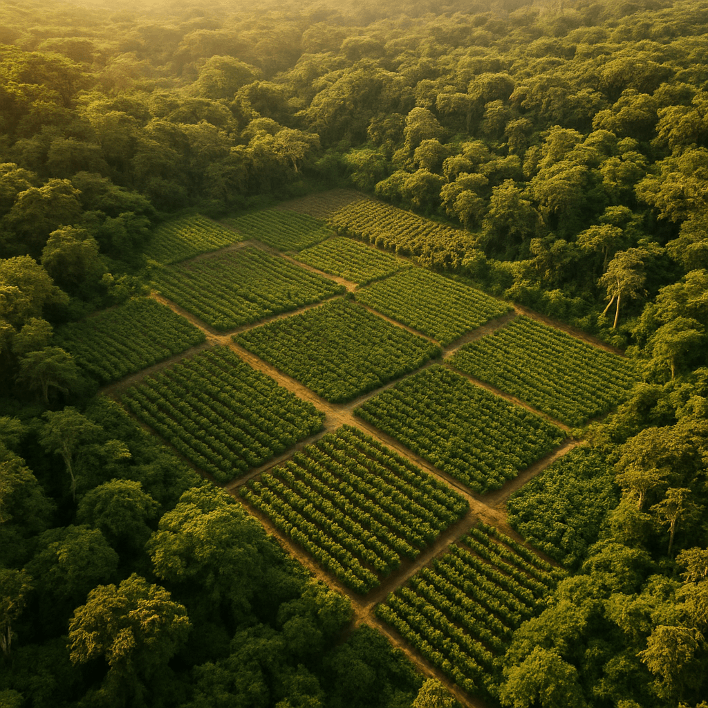 Aerial view of farm fields